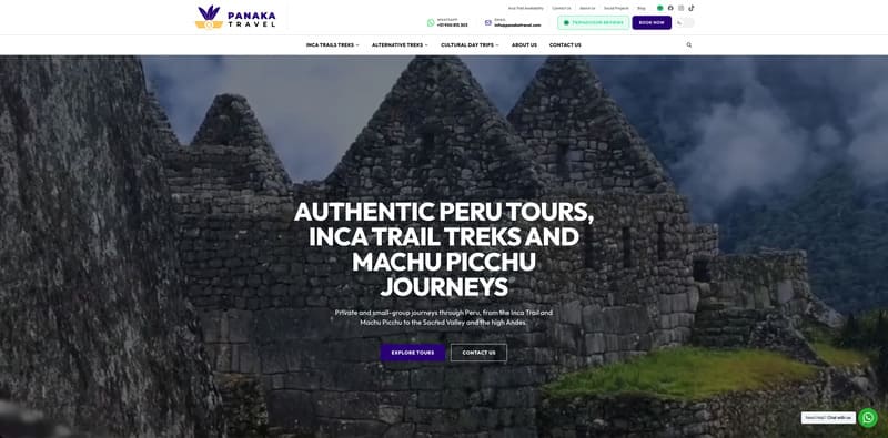 Diseño web y desarrollo para agencia de viajes & trekking en Cusco - Panaka Travel